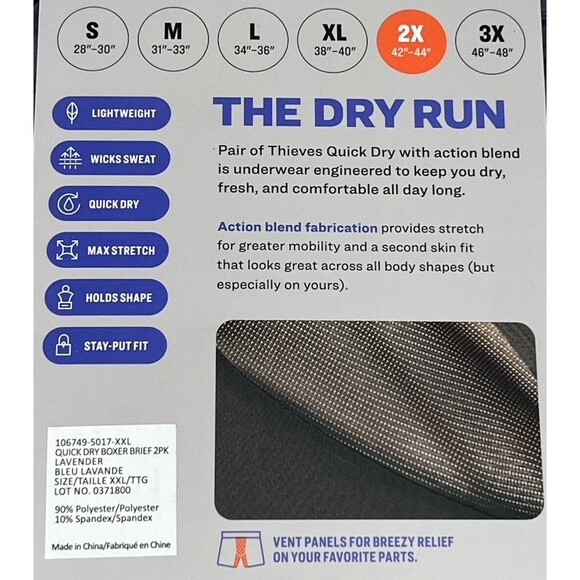 Pair of Thieves Action Blend Boxer Briefs Men's XXL (42-44) NWT 2-pk Quick Dry - Picture 10 of 11